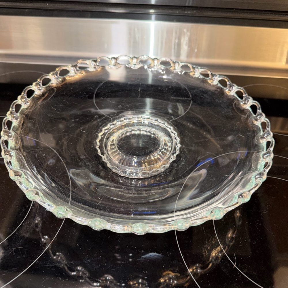 Vintage Candlewick Serving Platter. Footed.